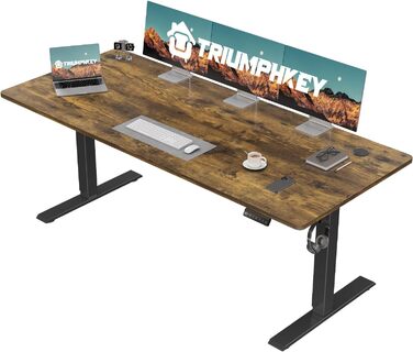 Регульований стіл, електричний, ергономічний: стіл для стояння/сидіння, комп'ютерний стіл для дому/офісу, білий (150 x 60 см, коричневий)