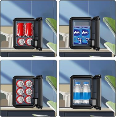 Mini холодильник Enventor 10L: портативний, з подвійним охолодженням, 12V/220V, для авто, спальні, офісу, чорний