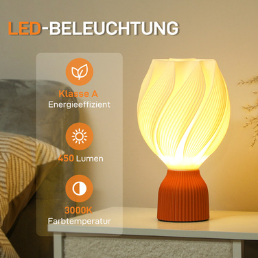 Торшер HOMCOM, LED-лампа з абажуром, надрукованим на 3D-принтері у вигляді квітки, настільна лампа для вітальні, ігрової кімнати, білий колір | Aosom