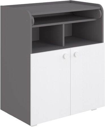 Комод для дитячої кімнати Shefa Wickelkommode 700 Teddy, білий - сучасний комод для немовлят, 47 x 70 x 86 см, білий/сірий