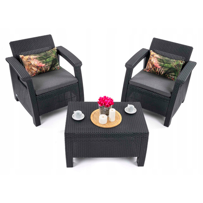 Комплект садових меблів Allibert із пластику, сірий, 3 предмети