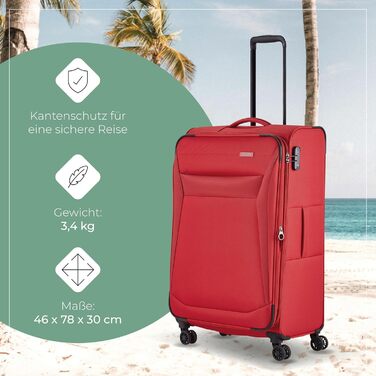 Набір валіз Travelite Chios: L/M/S, м'яка оболонка, ручна поклажа, червоний