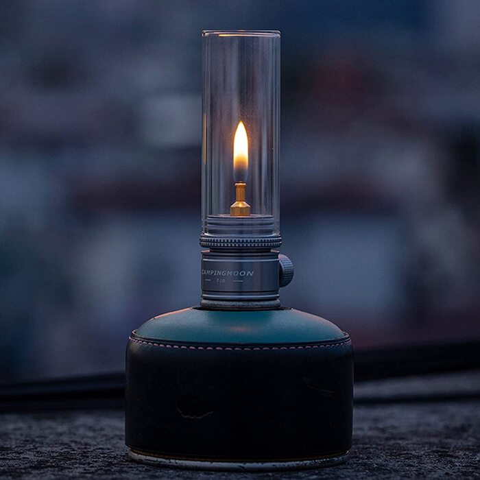 Газова лампа для кемпінгу, портативний газовий ліхтар для кемпінгу, вуличний намет, свічкові лампи з дерев'яним футляром (T-1D)