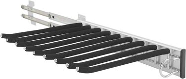 Висувна вішалка для штанів, полиця для штанів у шафу, 9 тримачів для шарфів, висувна вішалка для штанів, одягу, краваток, шарфів, глибина шафи 48 см (правий монтаж)