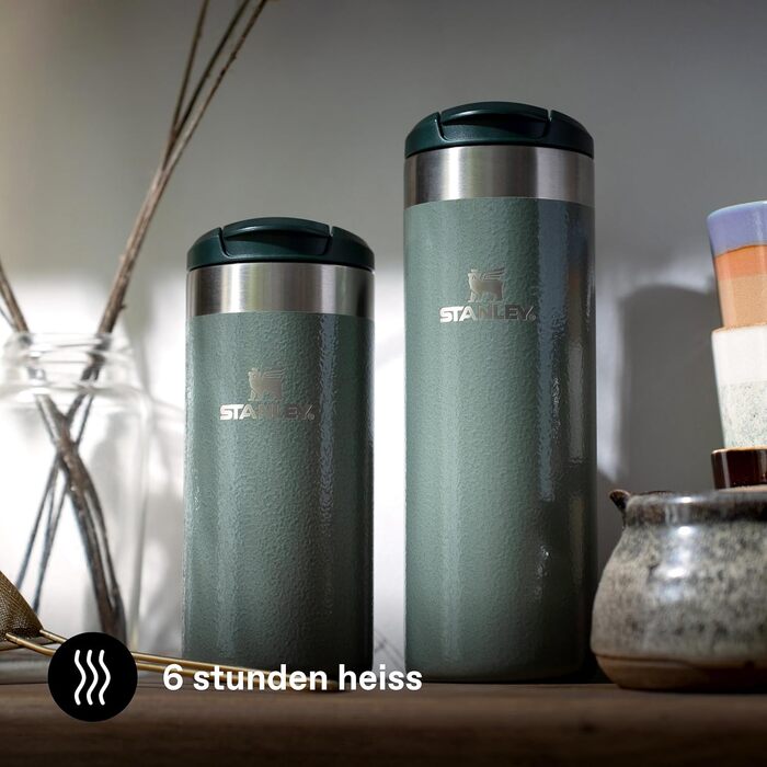 Термокружка Stanley Aerolight Transit 0.47L Hammertone Green - Збереження тепла до 6 годин, миється в посудомийній машині, для кави з собою, витримує протікання, сумісна з автомобільними тримачами