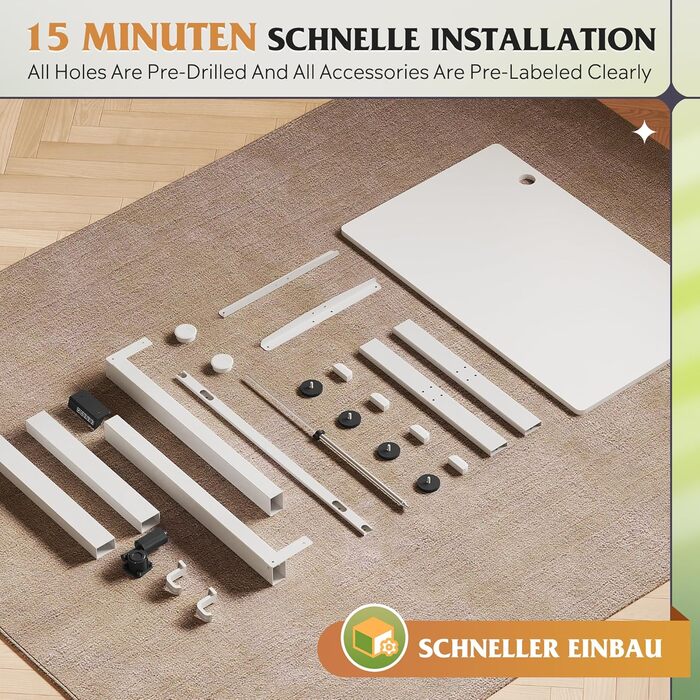 Регульований стіл Devaise 100x60 см з однією стільницею та тихим мотором, стіл для стояння та сидіння з функцією пам'яті на 3 положення, ергономічний комп'ютерний стіл для офісу, білий 100x60 см