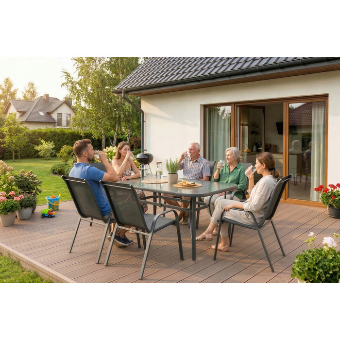 Комплект садових меблів MEBEL ELITE, сірий текстиль, 7 предметів