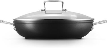 Сковорода Le Creuset з антипригарним покриттям з кришкою, 28 см, для всіх типів плит (включно з індукцією), алюміній, сірий/сріблястий