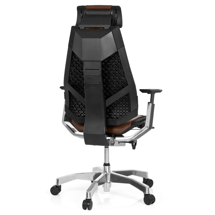 Крісло офісне GENIDIA PRO шкіряне коричневе hjh OFFICE