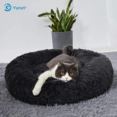 Лежак для собак Yurun, пухнастий диван для собак, чохол знімний, можна прати в машині, темно-сірий, 40x40x20 см
