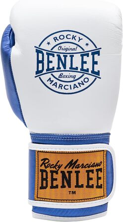 Боксерські рукавички Benlee зі шкіри METALSHIRE (біло-блакитні, 14 унцій)