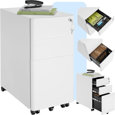 Металевий шафка для офісу tectake® з колесами, з замком, з шухлядами | tectake