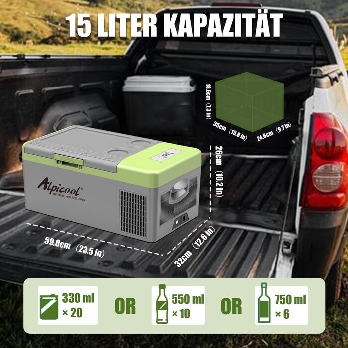 Alpicool C9PT Холодильник 12V для Автомобіля, RV, Човна - Міні Холодильник з Компресором (15L)