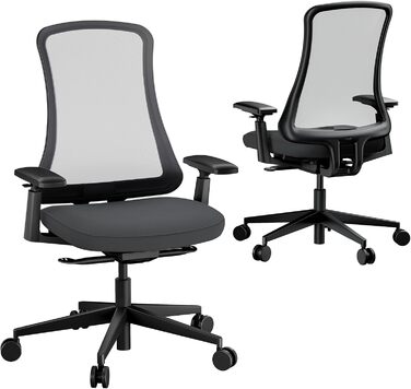 Офісний стілець ProtoArc Flexer ергономічний чорний з регулюванням глибини сидіння та дихаючою сітчастою спинкою для дому та офісу