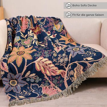 Плед Boho з 100% бавовни, стиль кантрі, 150x200 см, колір гранат