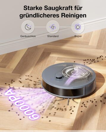 Робот-пилосос OKP L7G 3-в-1 з функцією миття, 6000Pa, LiDAR, 150 хв, WiFi, Alexa, для тварин, килимів, твердих підлог, сірий