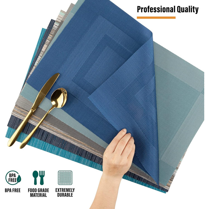 Підставки під тарілки Winknowl: набір з 4 шт, ПВХ, бензинового кольору, для обіднього столу, миються, довговічні