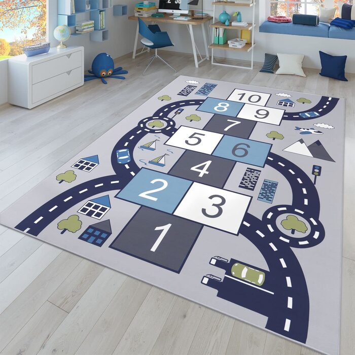 ТТ домашній дитячий килим, ігровий килим для дитячої кімнати, надувні коробки і вуличні килимки, сірий, Розмір 80x150 см (діаметр 160 см круглий)