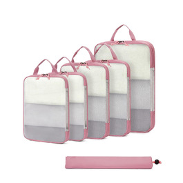 Набір компресійних органайзерів для валізи та рюкзака ECOHUB, 6 шт, легкі пакувальні куби з сітки для подорожей та ручної поклажі, рожеві