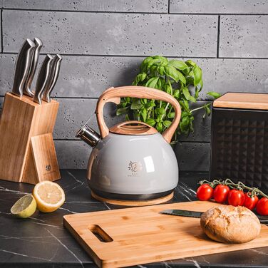 Електричний чайник Karl Hausmann 3L з автоматичним свистком - нержавіюча сталь для індукційних, газових та електричних плит