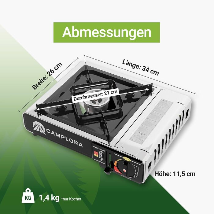 Газовий наметковий пальник для картриджів MFS-1a з кейсом та п'єзозапалювачем - 2.2 кВт, з функцією безпечного відключення (включно з 16 картриджів 227г)