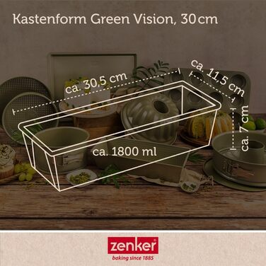 Форма для випікання Zenker Kastenform Green Vision, 30 см – преміум якість, нержавіюча сталь, антипригарне покриття, для кексів, Made in Germany