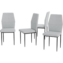 Стілець для їдальні GOLDFAN (4 шт.) з льоновим покриттям, сірий - сучасний кухонний, м'який стілець для вітальні з металевими ніжками