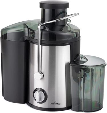 Електрична соковитискачка Lehmann: соковиті напої з овочів та фруктів, 2 швидкості, нержавіюча сталь, 1,5л контейнер для жмиху, 450мл контейнер для соку
