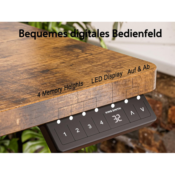 Електричний регульований стіл WALKINGDESK 100x60 см з ящиками, підставка для монітора та тримач для телефону. Для дому та офісу. Колір: рустикальний коричневий