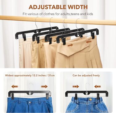 Кліпси для штанів House Day, 12 шт, 35 см, пластикові вішалки для штанів, спідниць, джинсів, шортів та легінсів, з обертовим гачком 360°