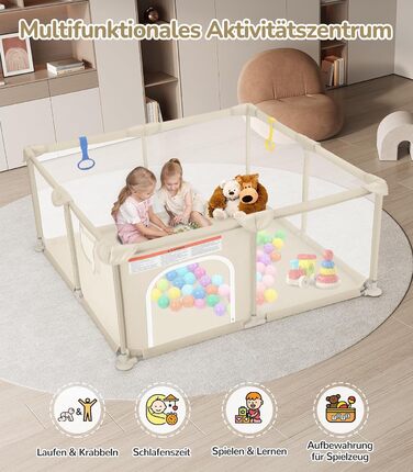 Дитячий манеж Dripex 124x124 см з дихаючою сіткою, сірий (124x124 см)
