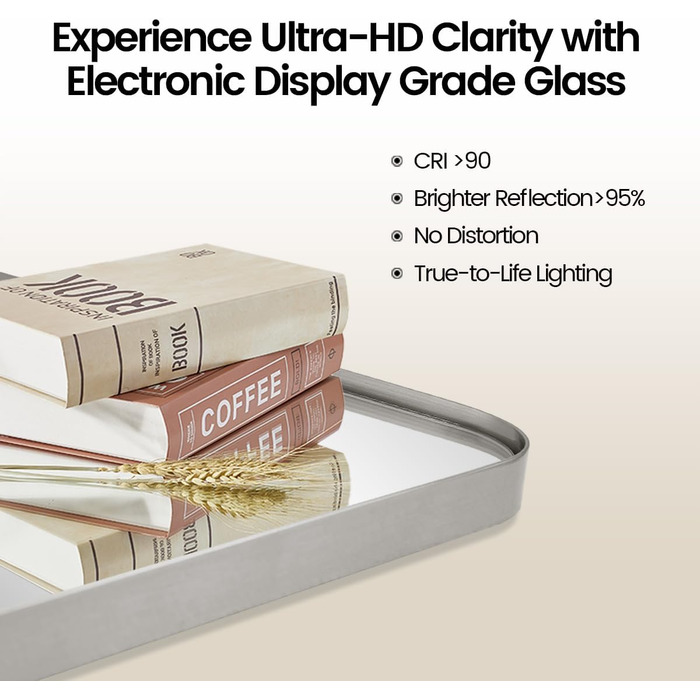 Дзеркало для ванної кімнати MOON MIRROR, прямокутне, з металевим каркасом, 50,8 x 71,1 см, чорне (нікель, 81.3 x 61 см)