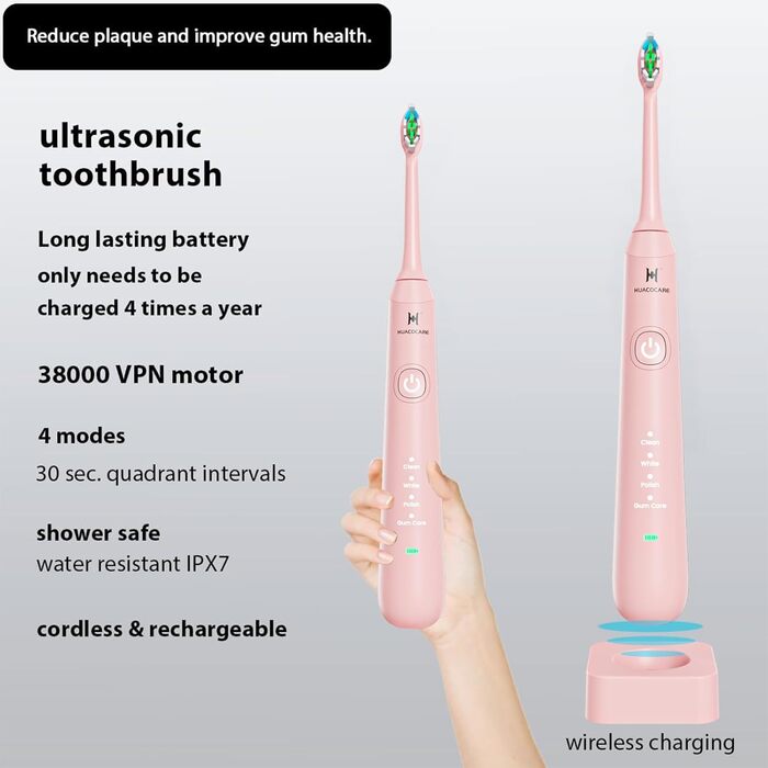 Набір для чищення зубів: водяна нитка, електрична зубна щітка, щітка та нитка для здоров'я ясен (рожевий)