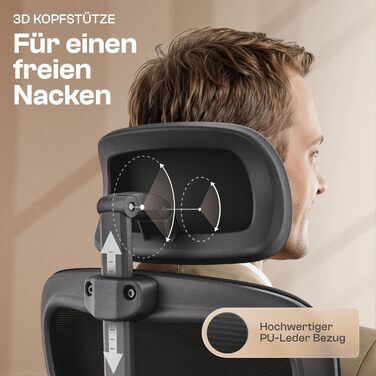 Ергономічне крісло Galahad (Чорний) - офісне, для ігор, регульоване, до 150 кг