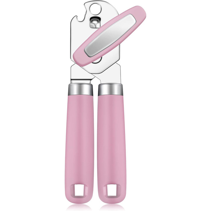 Відкривач консерв Rainspire: ручний, міцний, з плавним зрізом, з відкривачем пляшок, рожевий