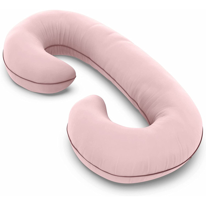 Подушка для вагітних Pharmedoc, C-подібна подушка для сну на боці, підтримка спини, стегон, ніг, живота для вагітних (органічна, рожева цукрова вата)