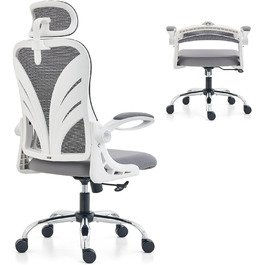 Офісне крісло HOLLUDLE зі складною спинкою 2D підголівник біле
