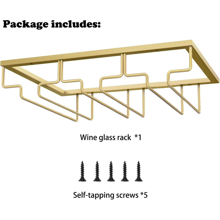 Тримач для келихів вина – органайзер для шафи – металевий тримач для стількових келихів, для кухні, бару (золотий, 3 ряди, 1 шт.)