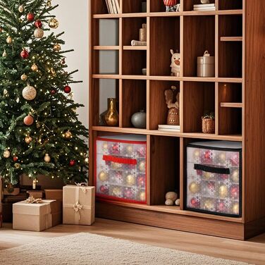 Коробки для зберігання новорічних прикрас (2 шт.), прозорі, з перегородками, 30x30x30 см