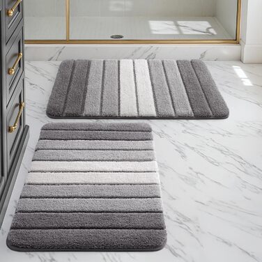 Двопакетні килимки для ванної кімнати DEXI, 40 x 60 см, антиковзаючі, м'які, швидковисихаючі, сірі (2 шт.)