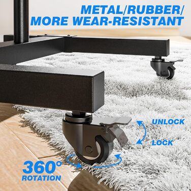 Підставка для телевізора RFIVER на колесах, регульована по висоті, чорна, VESA 600x400 мм, до 50 кг, для діагоналей 32-80 дюймів