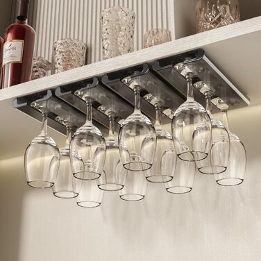 Тримачі для келихів, 4 шт., без свердління, для кухні та бару (сірий)