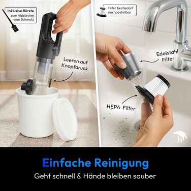 Акумуляторний ручний пилосмок Mastergrip 2-в-1 з функцією обдува, потужність 80000 RPM, мийний HEPA-фільтр, бездротовий пилосос для авто та дому, колір антрацит