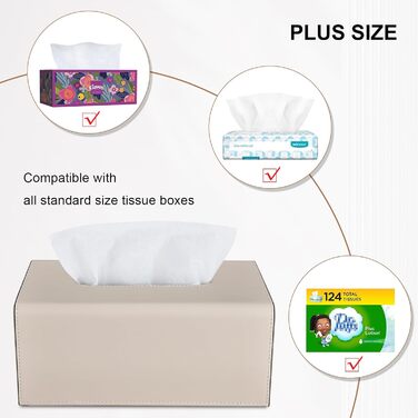 Склянка для серветок KingFOM з PU шкіри, бежевого кольору, прямокутна - для офісу, авто, дому