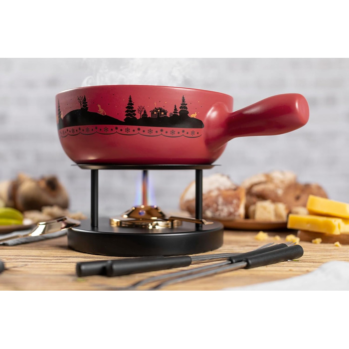 Набір для фондю KUHN RIKON Winterwonderland, Ø 23 см, 2.6 л, на 4-6 осіб, з 6 виделок, речау та пальниковою лампою