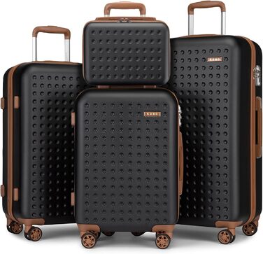 Чотири валізи KONO з ABS пластику, 75 x 48 x 29 см, з TSA замком, ручна поклажа, набір 4 шт. (білий, чорний)