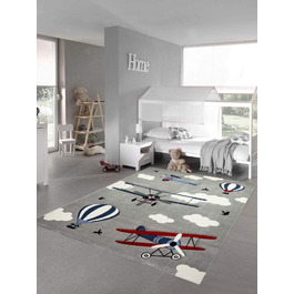Дитячий килим Teppich-Traum 140x200 см літаки сіро-блакитний