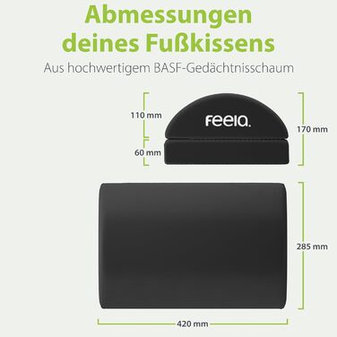 Підставка для ніг під стіл Feela® - ергономічна підставка для ніг, footrest, фотрест для комфорту без підігріву (чорний)