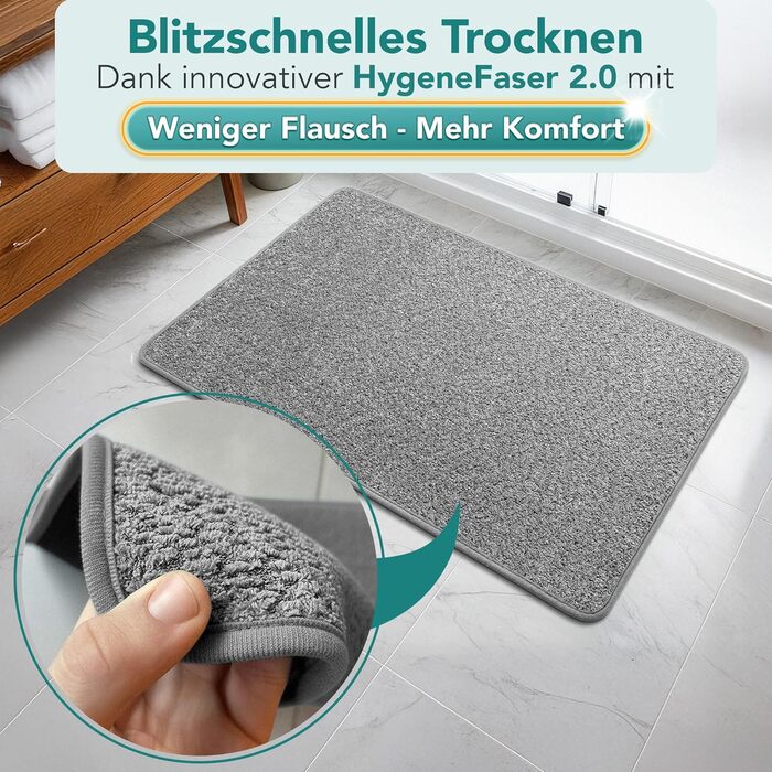Килимок для ванної кімнати сірого кольору, антиковзкий, швидковисихаючий, 50x80 см