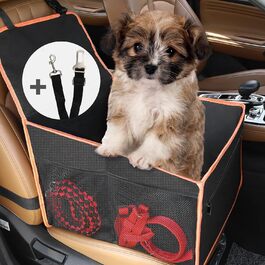 Автокрісло для собак Cinnani, стійке та водонепроникне, для собак малих та середніх розмірів, на переднє та заднє сидіння, з ременем безпеки, чорне